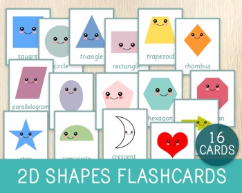Preview of Shapes Flashcards, 2D Shapes, Math Vocabulary, Geometry, Montessori, Fun Stuff