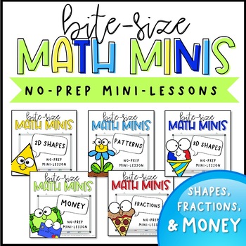 Preview of Shapes, Fractions, & Money | Math Mini-Lessons | BUNDLE | Google Slides