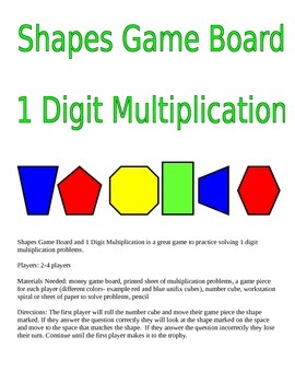 Preview of Shapes Game Board and 1 Digit Multiplication Game