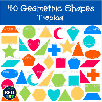 Preview of Shapes Geometric Math Geometry Clipart {Three Bell Art Clipart} Tropical Colors