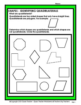 shapes quadrilaterals identify properties grades 4 5 4th 5th