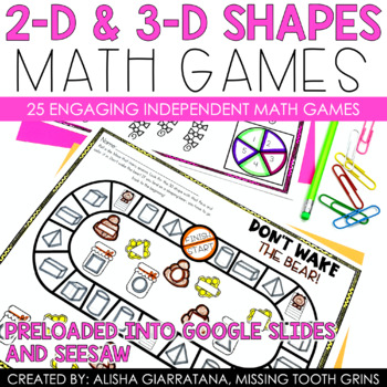 Preview of Shapes Independent Math Games | Distance Learning