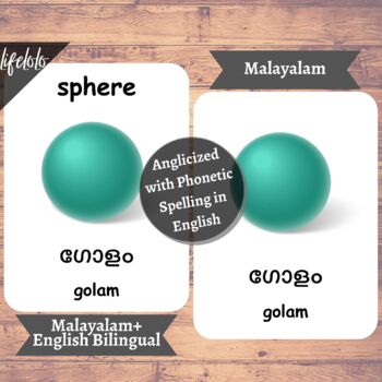 Shapes MALAYALAM Flash Cards English Bilingual Cards Geometric