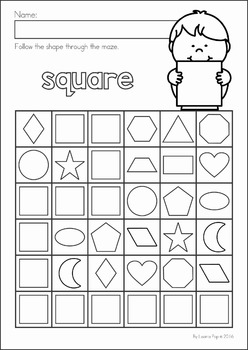 worksheet free shapes kindergarten for 2d Shapes Maze Worksheets by Pop  No  Prep Lavinia Teachers