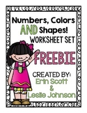 Numbers, Colors, and Shapes (worksheet set)