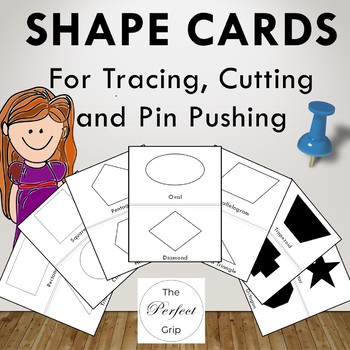 Preview of Shapes Pack - Flash Cards, Cutting, Tracing, Pin Pushing