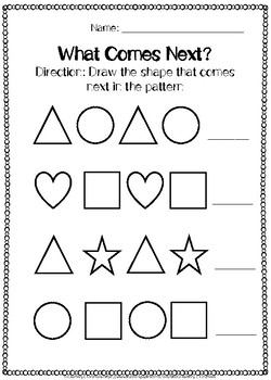 Shapes Patterns Worksheets by Oh She's a Teacher | TpT