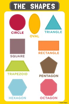 English geometric basic shapes vocabulary LARGE wall poster -  Portugal