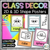 Shapes Posters with 2D and 3D Shapes - Calm Pastel Classro