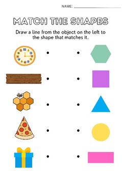 Shapes Practice, matching everyday objects, printable worksheet | TPT