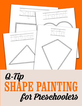 Preview of Shapes Q Tip Painting Printable Worksheets Visual Learning With Art