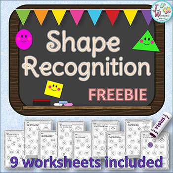 Preview of Shapes Recognition Worksheets Dab A Dot - FREE