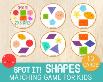 Preview of Shapes Spot It Game, Dobble, Learning 2D Shapes, Geometry Activity, Math