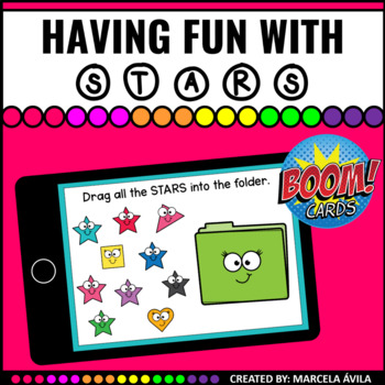 Preview of Shapes Stars Boom Cards™ Distance Learning Math