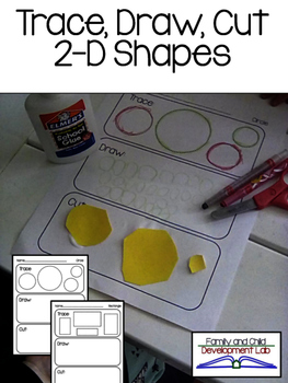 Preview of Shapes: Trace, Draw, Cut (2-D Shapes) Kindergarten/ Preschool Geometry