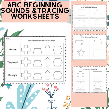 Preview of Shapes Tracing & Drawing Worksheets Preschool & Kindergarten Math Activities