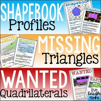 Preview of Shapes, Triangles, & Quadrilaterals Math Activities Bundle