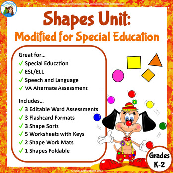 Preview of Shapes Unit: Modified for Special Education