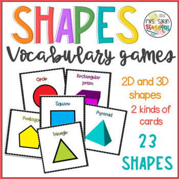 Preview of Shapes Games and Vocabulary Cards - 2D and 3D included!