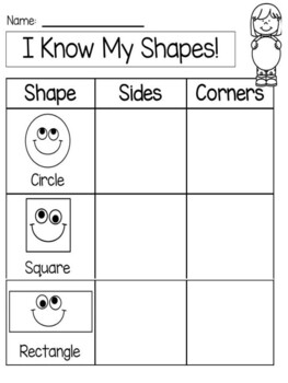 shapes worksheet counting sides and corners kindergarten by raise teachers