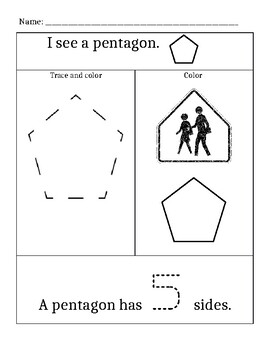 Preview of Shapes Worksheet: Pentagon, Hexagon, and Octagon