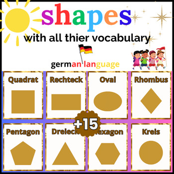 Preview of Shapes For Kindergarten, German Vocabulary, Flash Cards Printables.