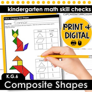 Preview of Shapes Worksheets Kindergarten Math K.G.6