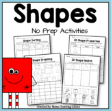 Shapes Worksheets for 2D and 3D Shapes - No Prep