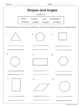 Shapes and Angles - Geometry Basics - 5 Practice Worksheets - CCSS