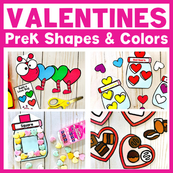 Preview of Shapes and Colors Valentine's Day Preschool Centers