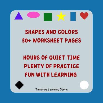 Preview of Shapes and Colors Worksheet Bundle for Preschool and Kindergarten Kids