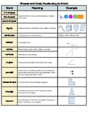 Shapes and Lines Vocabulary