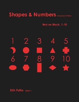 Preview of Shapes and Numbers for Special Children: Red on Black, 1-10