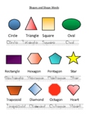 Shapes and Shape Words activities