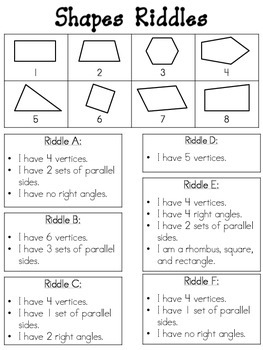 Shapes and Solids Riddles by Anna Aguilar | Teachers Pay Teachers