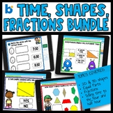 Shapes and Telling Time 1st Grade Math Centers Boom Cards BUNDLE