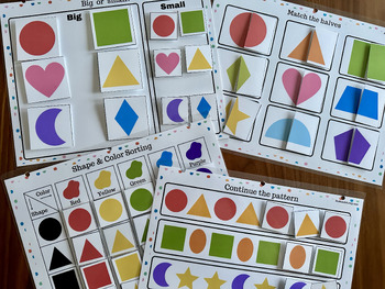 Shapes busy book, Toddler Activity binder printable, Shapes Learning book