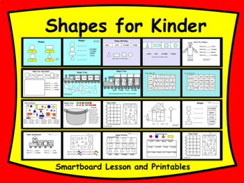 Preview of Shapes for Kinder  Interactive Smartboard Lesson and Printables
