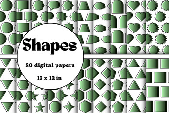 Preview of Shapes green and black digital papers