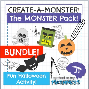 Preview of Halloween Math in Art Activity THE MONSTER PACK BUNDLE