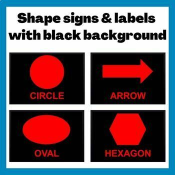 Preview of Shapes signs with labels  for Cortical Visually Impairment; red color