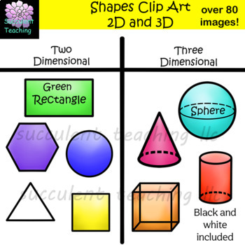 Preview of Shapes 2d and 3d Clip Art two dimensional and three dimensional