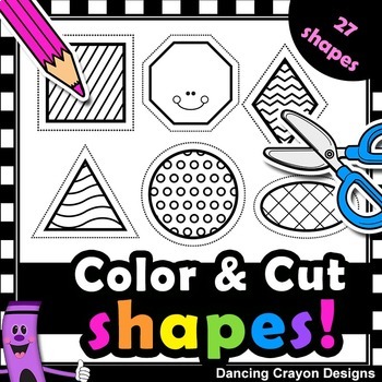 Preview of 2D Shapes with Cutting Lines | Tracing Lines | Clip Art for Teachers