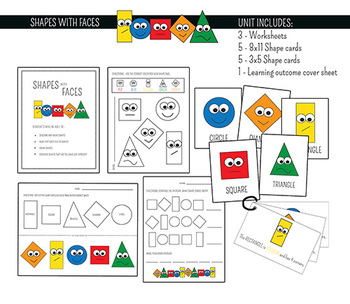 Preview of Shapes with Faces - Preschool Printables