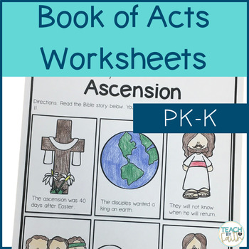 Preview of Jesus' Ascension, Pentecost, and Acts Bible Lesson Worksheets for ECE