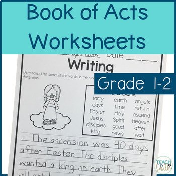 Preview of Jesus' Ascension, Pentecost, and Acts Bible Lesson Worksheets for Grade 1/2