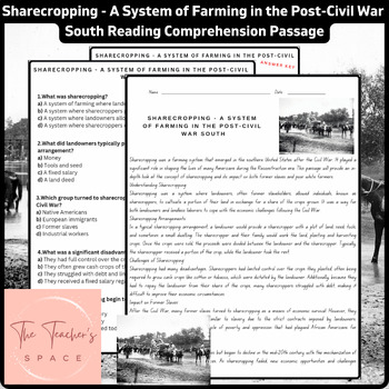 Preview of Sharecropping - A System of Farming in the Post-Civil War South Reading Passage