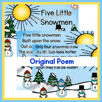 Five Little Snowmen Poetry Shared Reading Re-telling | Literacy and Math