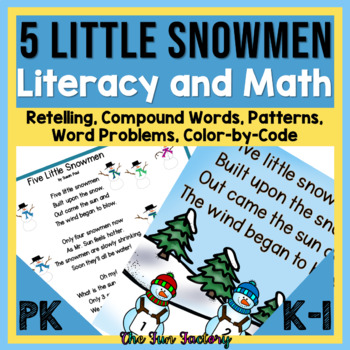 Preview of Five Little Snowmen Poetry Shared Reading Retelling - Literacy and Math