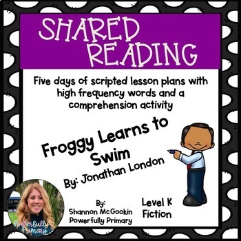 Preview of Shared Reading Lesson Plan | Froggy Learns to Swim | Level K